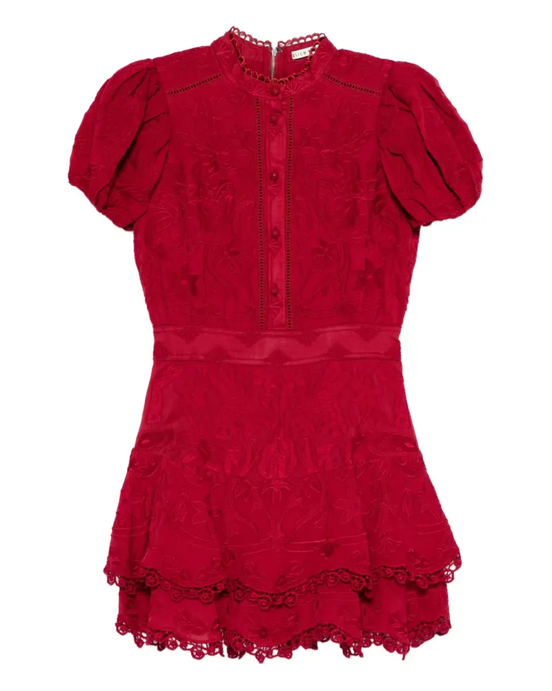 Alice + Olivia Loryn Mini-Hemdkleid mit Stickerei - Rot Rot