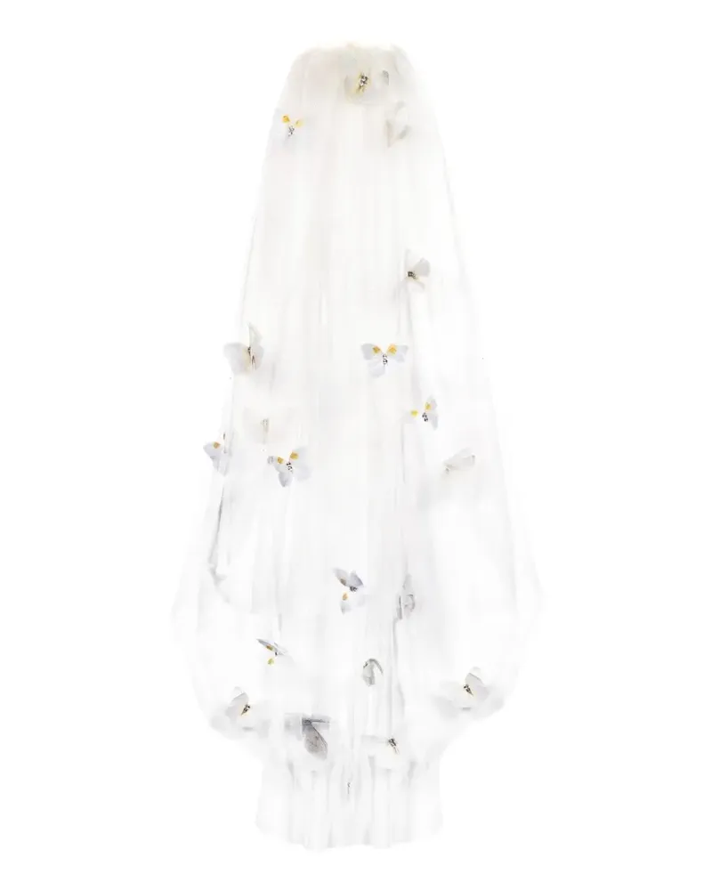 Jennifer Behr Allira Schleier mit Blumen - Weiß Weiß