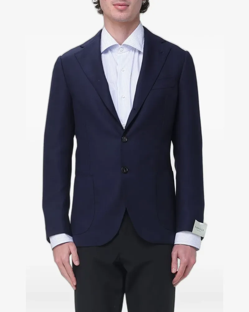 Luigi Borrelli single-breasted wool blazer - Blau Blau