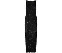 Geripptes Midikleid - Schwarz