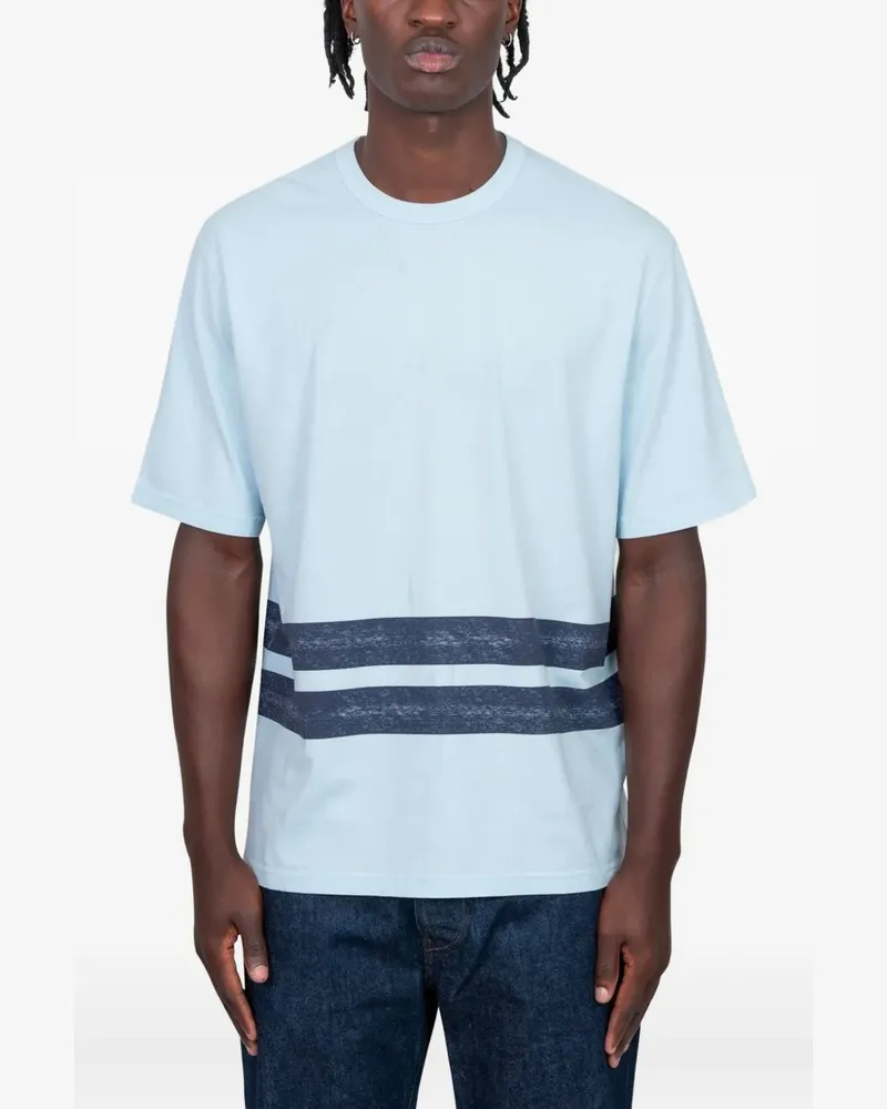Stone Island Gestreiftes T-Shirt aus Bio-Baumwolle - Blau Blau