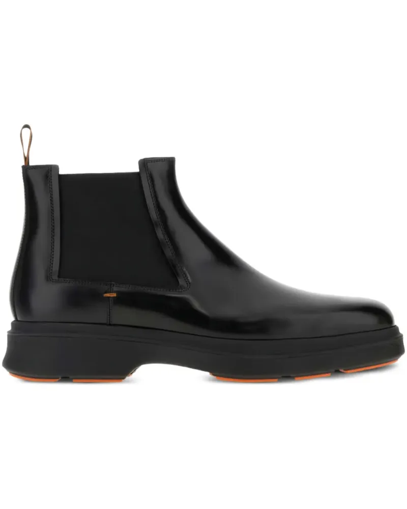 Santoni Stiefel aus Leder - Schwarz Schwarz