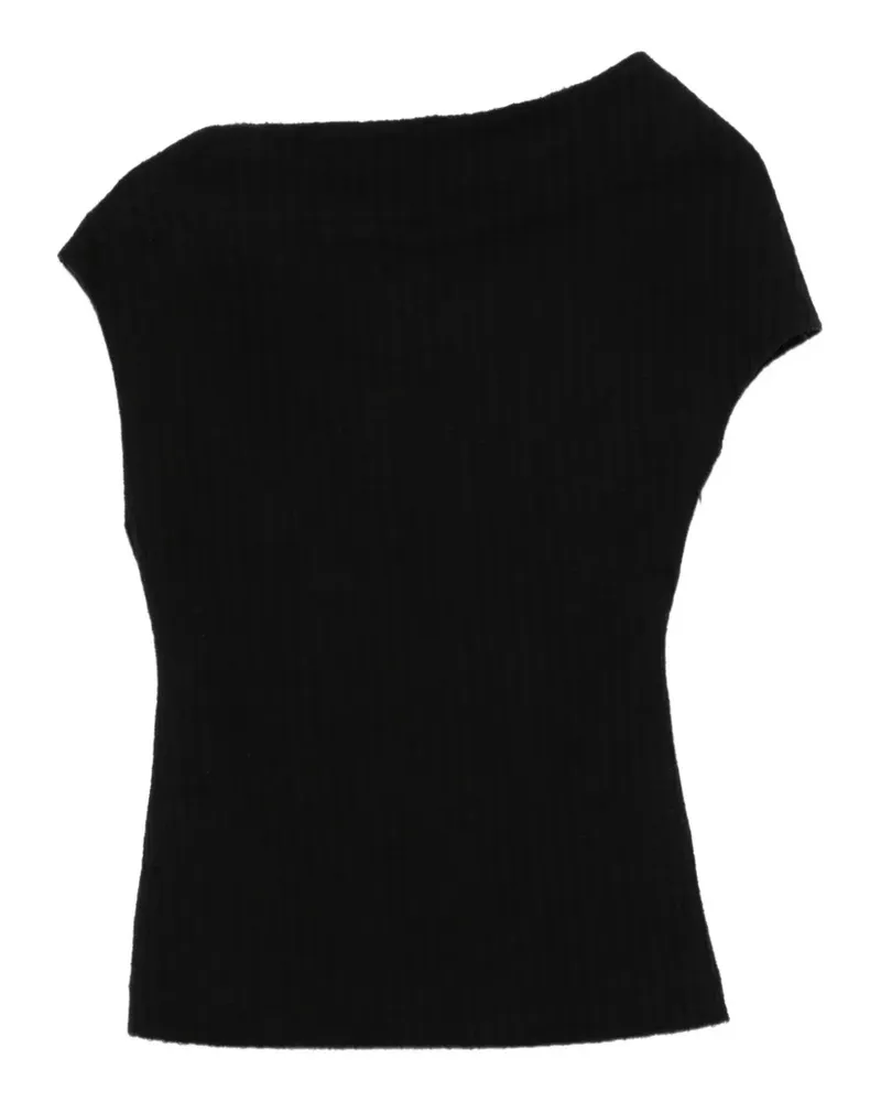 Totême Geripptes One-Shoulder-Top - Schwarz Schwarz