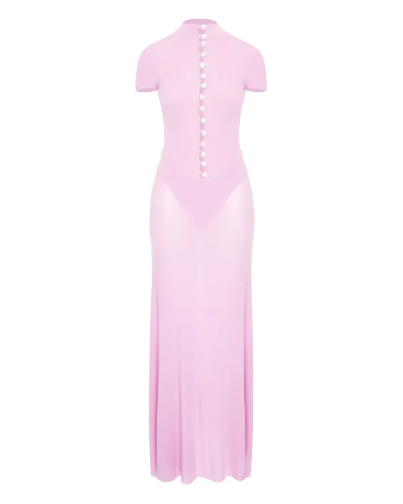 MANURÍ button-detail mock-neck maxi dress - Rosa Rosa