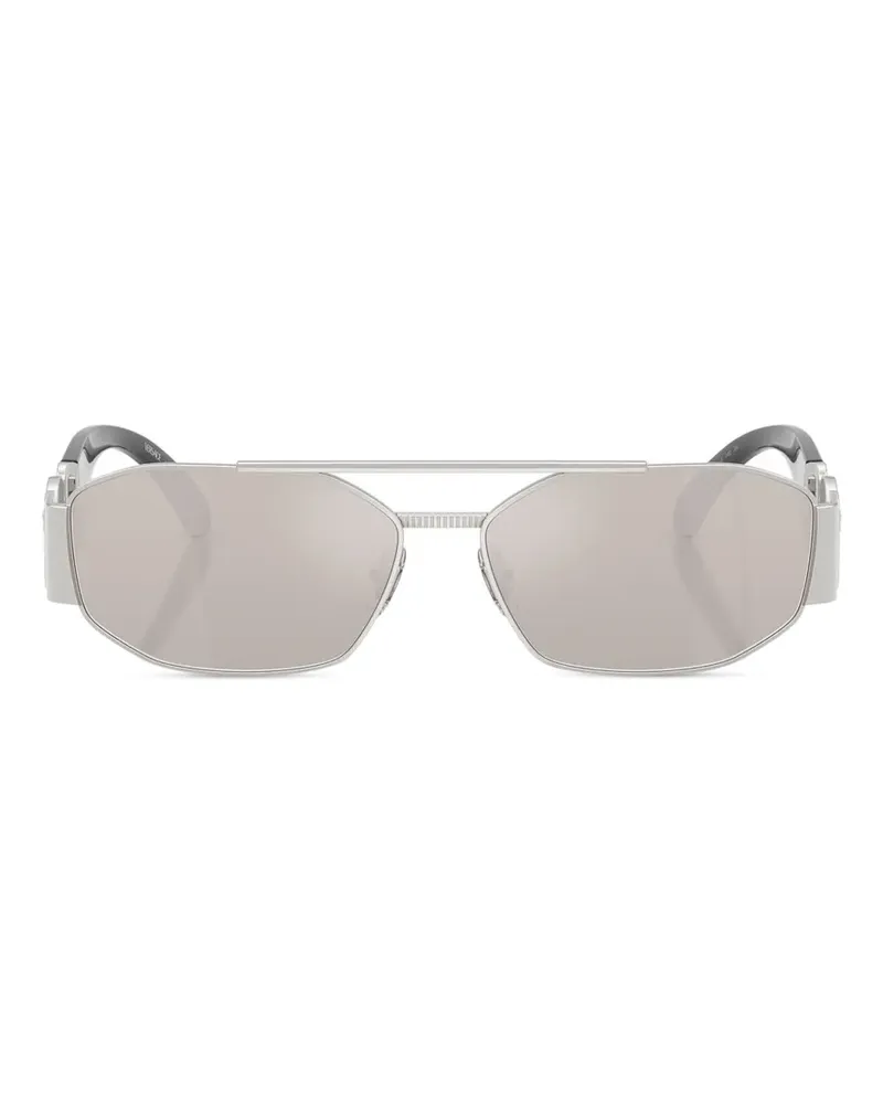 Versace Sonnenbrille mit geometrischem Gestell - Silber Silber