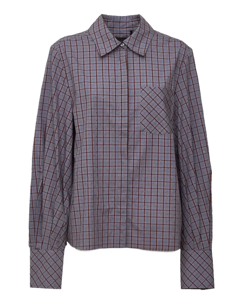 Essentiel check voluminous-sleeve shirt - Blau Blau