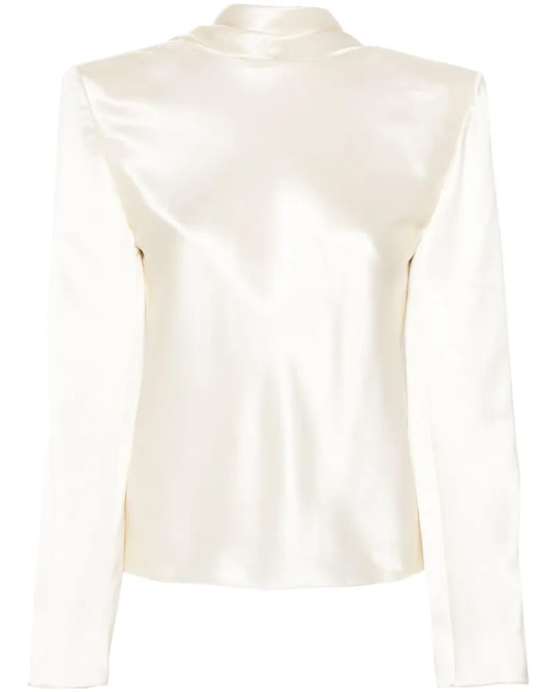 Saint Laurent Seidenbluse mit Wasserfallausschnitt - Weiß Weiß