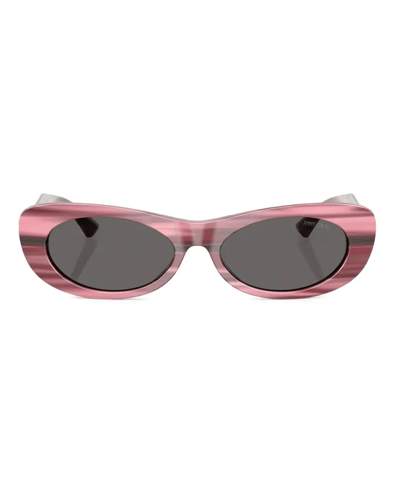 Jimmy Choo Gestreifte Sonnenbrille mit ovalem Gestell - Rosa Rosa