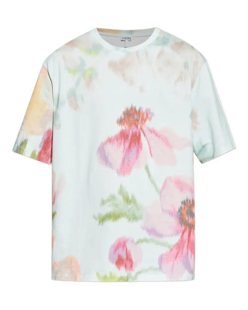 Loewe T-Shirt mit Blumen-Print - Blau Blau