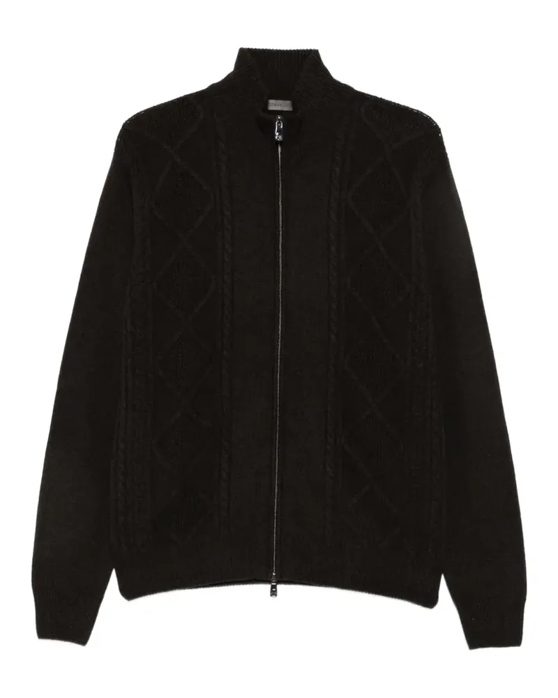 Corneliani Cardigan mit Rautenmuster und Zopfmuster - Braun Braun