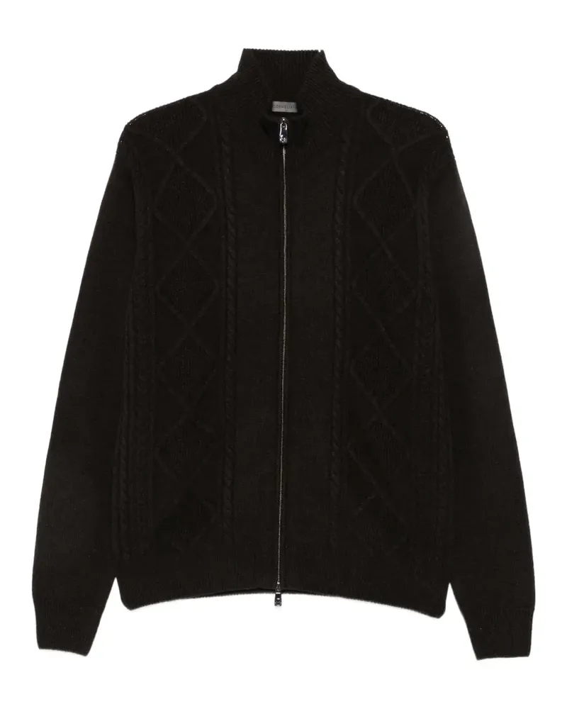 Corneliani Cardigan mit Rautenmuster und Zopfmuster - Braun Braun