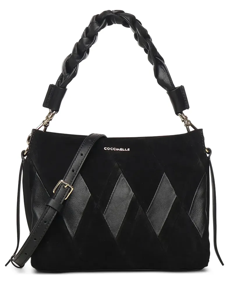 Coccinelle braided handle panelled tote bag - Schwarz Schwarz