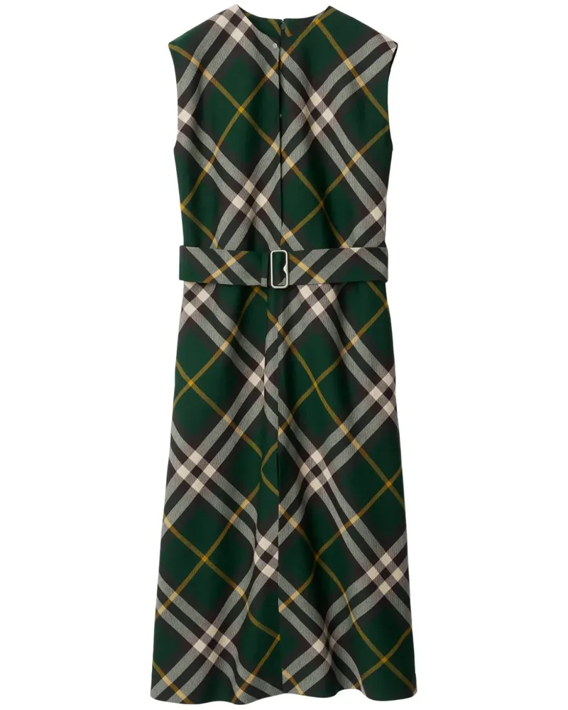 Burberry Kariertes Woll-Midikleid - Grün Grün