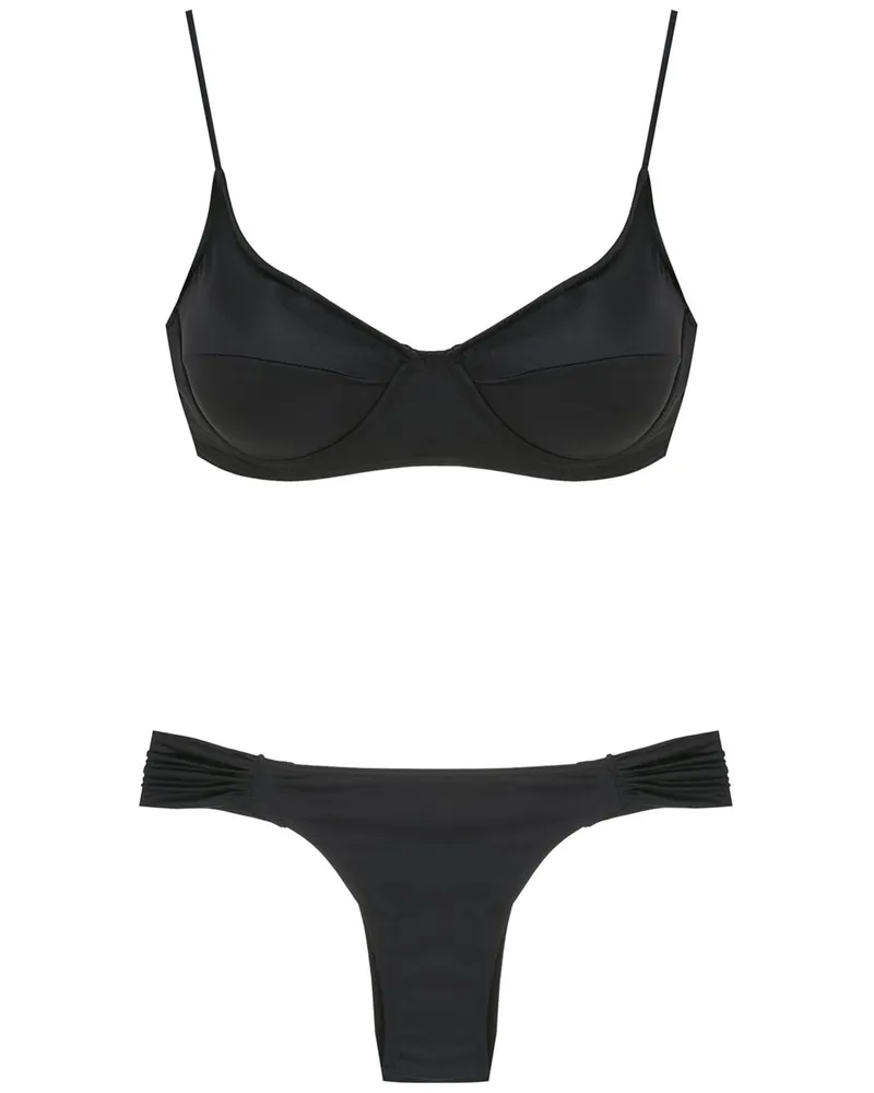 BRIGITTE Geraffter Bikini Schwarz