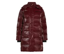 Gesteppter Kapuzenmantel mit Perlen - Rot