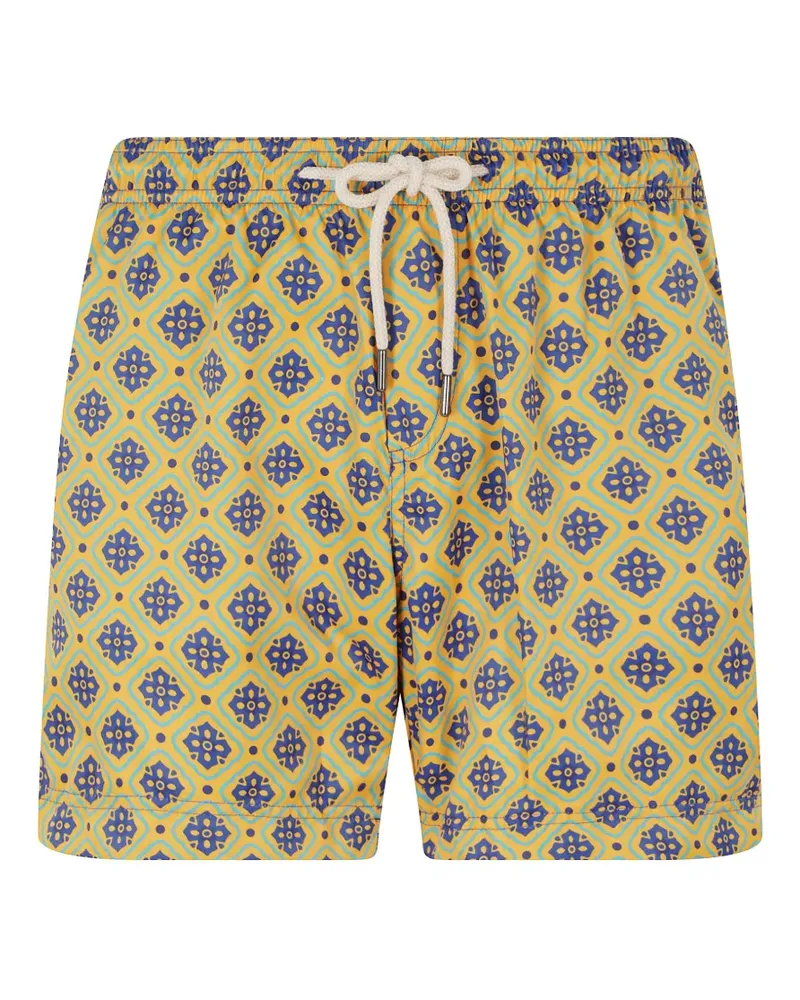 PENINSULA Pantelleria geometric-print drawstring-fastening swim shorts - Gelb Gelb