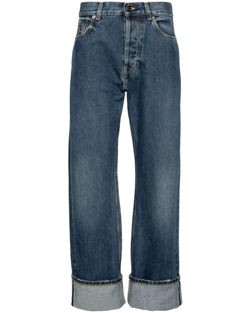Alexander McQueen Straight-Leg-Jeans mit Umschlag - Blau Blau