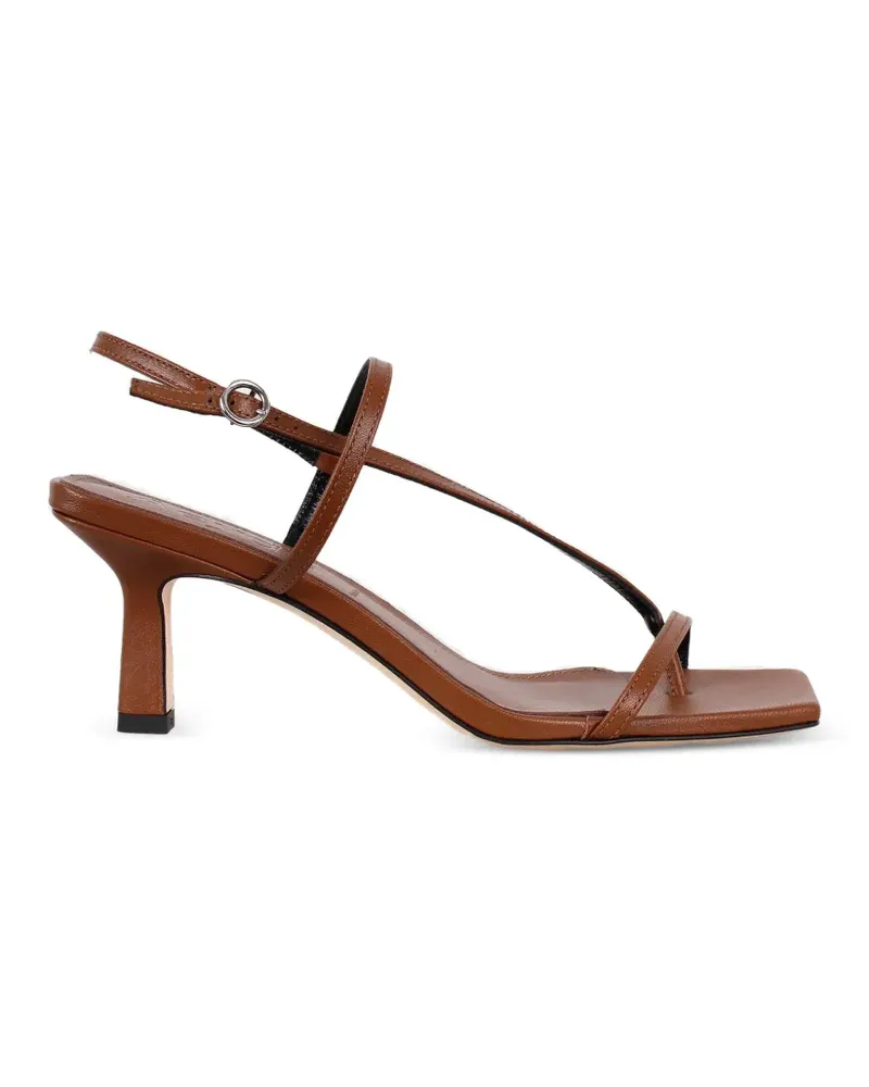 aeyde Elise 65mm toe-post square-toe leather sandals - Braun Braun