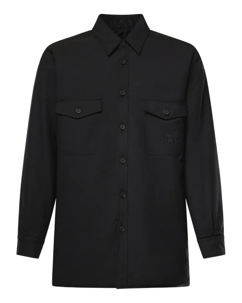 Maison Margiela logo-embroidered chest-pockets shirt - Schwarz Schwarz