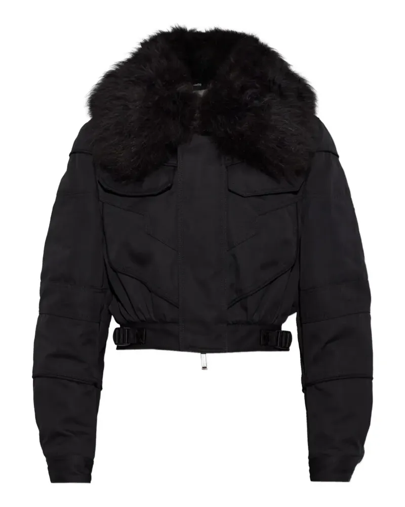 Dsquared2 Cropped-Jacke mit Faux Fur - Schwarz Schwarz