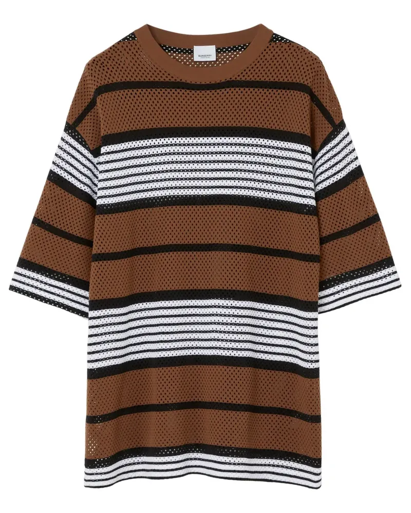 Burberry Gestreiftes Oversized-T-Shirt - Braun Braun