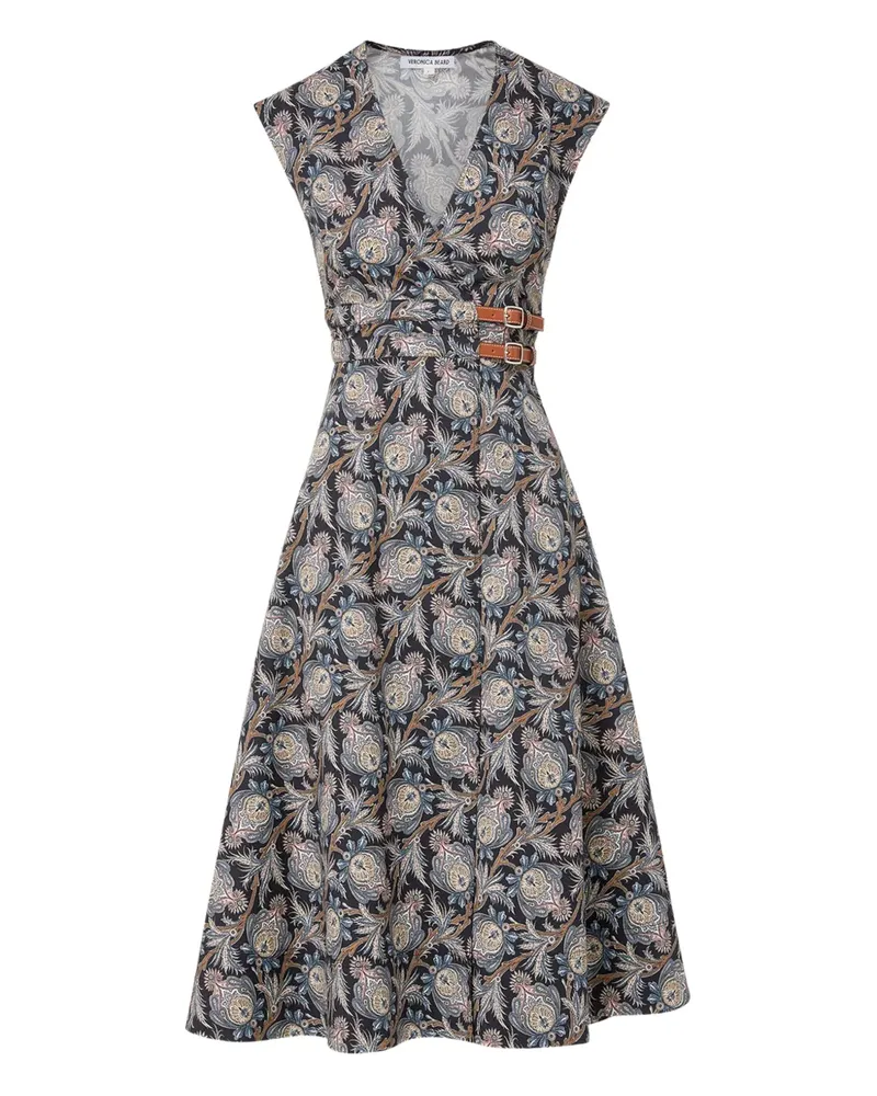 Veronica Beard Midikleid mit Gürtel - Schwarz Schwarz