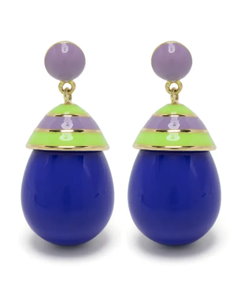Eshvi Mini Hängeohrringe mit Streifen - Violett Violett