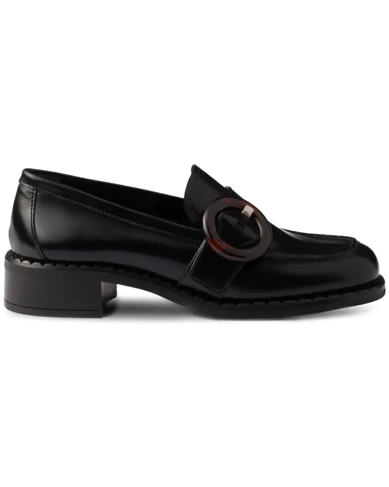 Prada Loafer mit zirkulärer Schnalle - Schwarz Schwarz