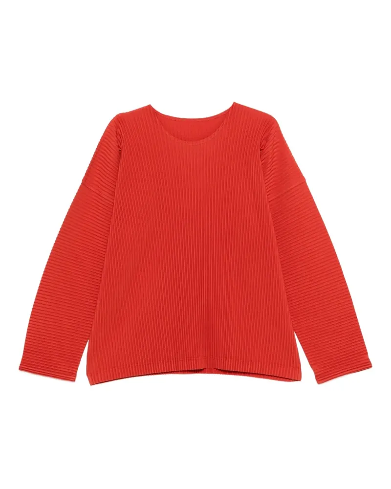 Issey Miyake Plissiertes Langarmshirt - Rot Rot