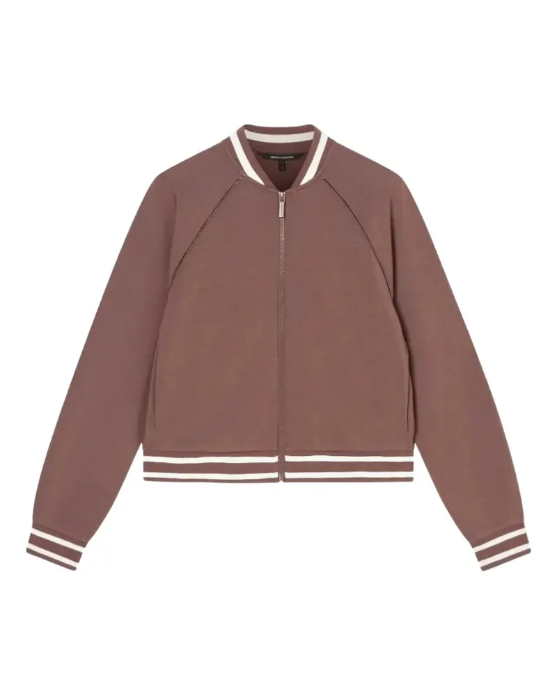 Armani Exchange striped-trim zip-up sweatshirt - Braun Braun