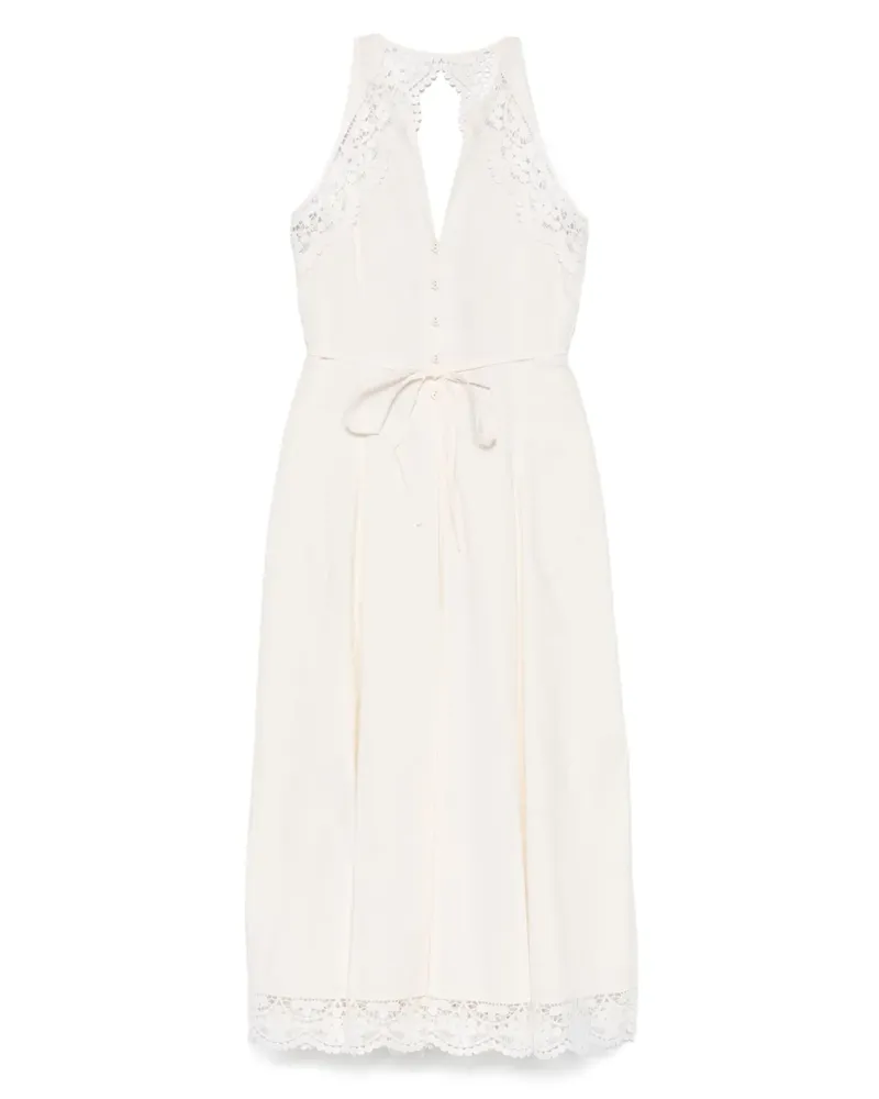 Twin-Set Popeline-Kleid mit Spitzendetail - Weiß Weiß