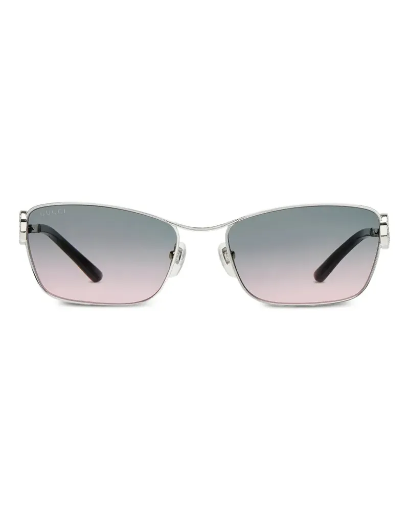Gucci Sonnenbrille mit eckigem Gestell - Silber Silber