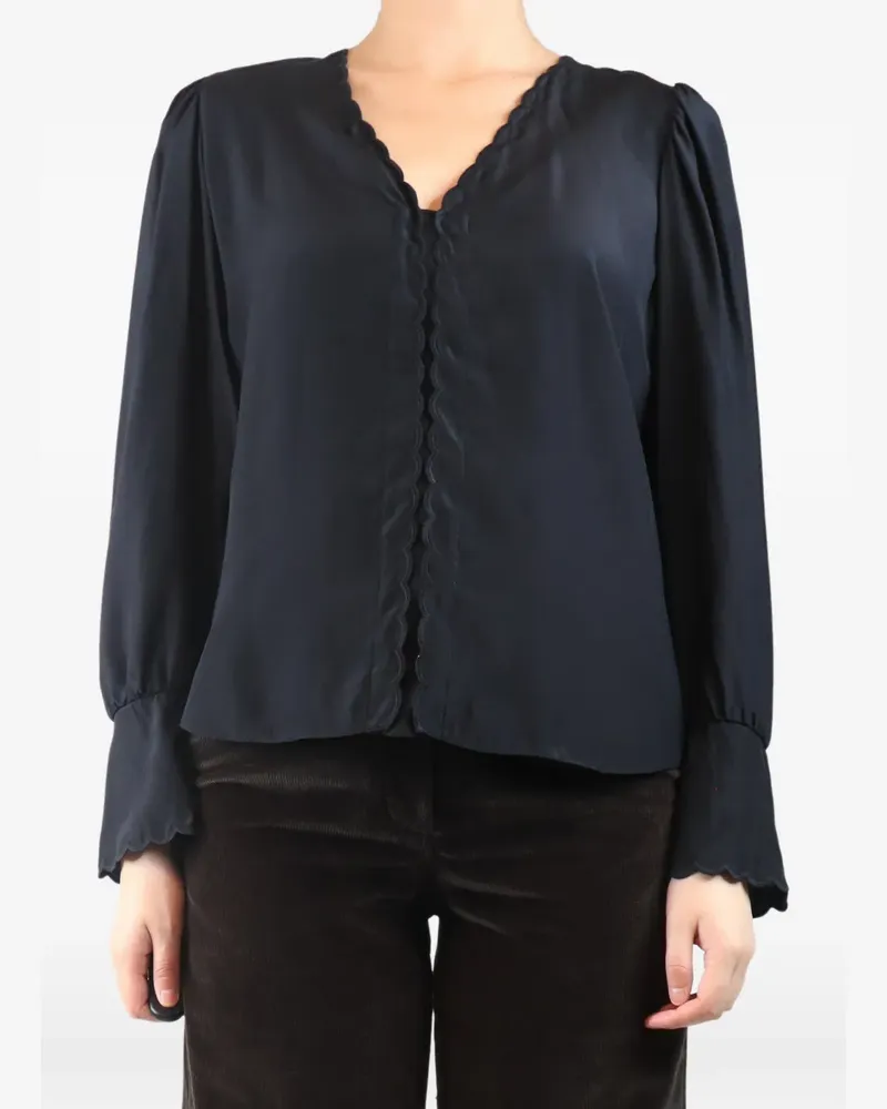 Rebecca Taylor Bluse mit Wellensaum - Schwarz Schwarz