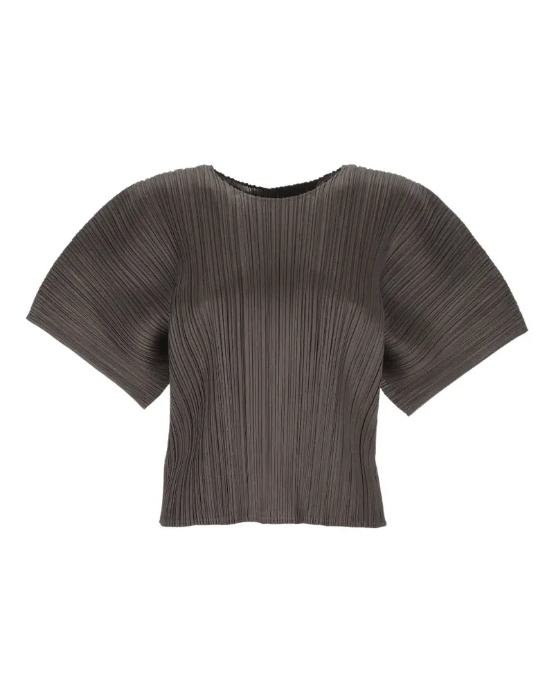 Issey Miyake pleated batwing-sleeve blouse - Grau Grau