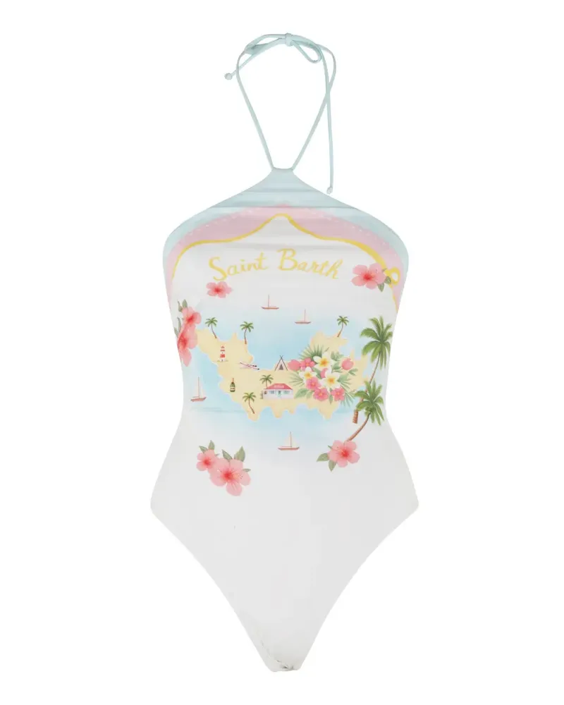 MC2 Saint Barth Meryem graphic-print swimsuit - Weiß Weiß