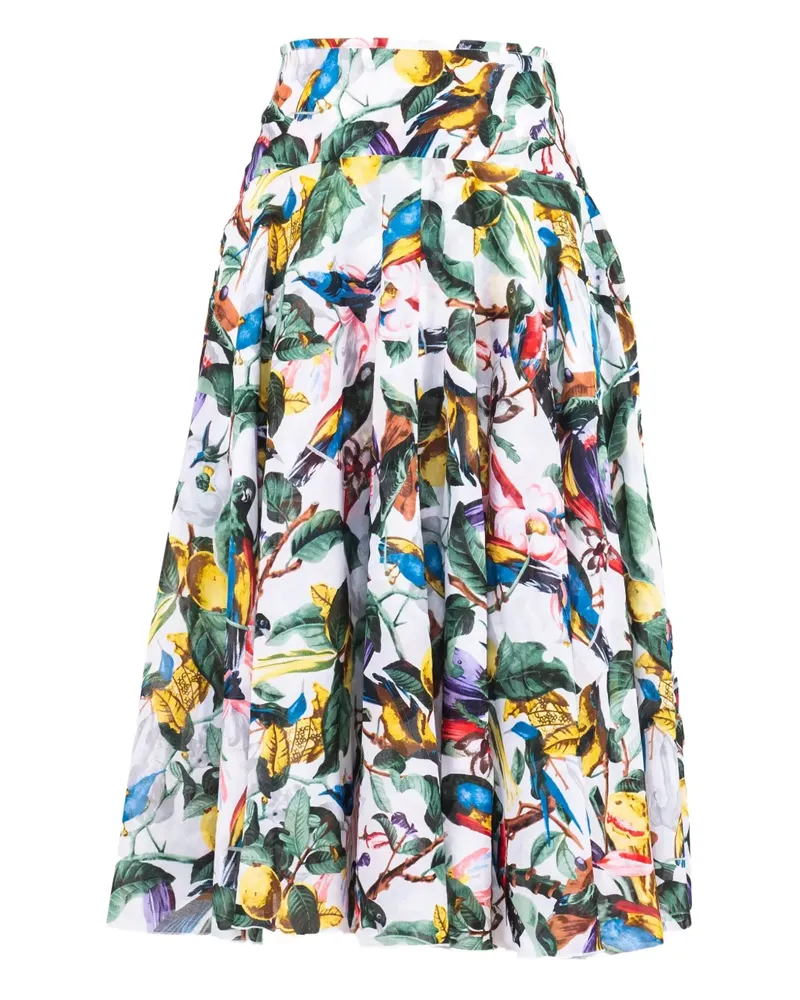 Samantha Sung Faltenrock mit Blumen-Print - Weiß Weiß