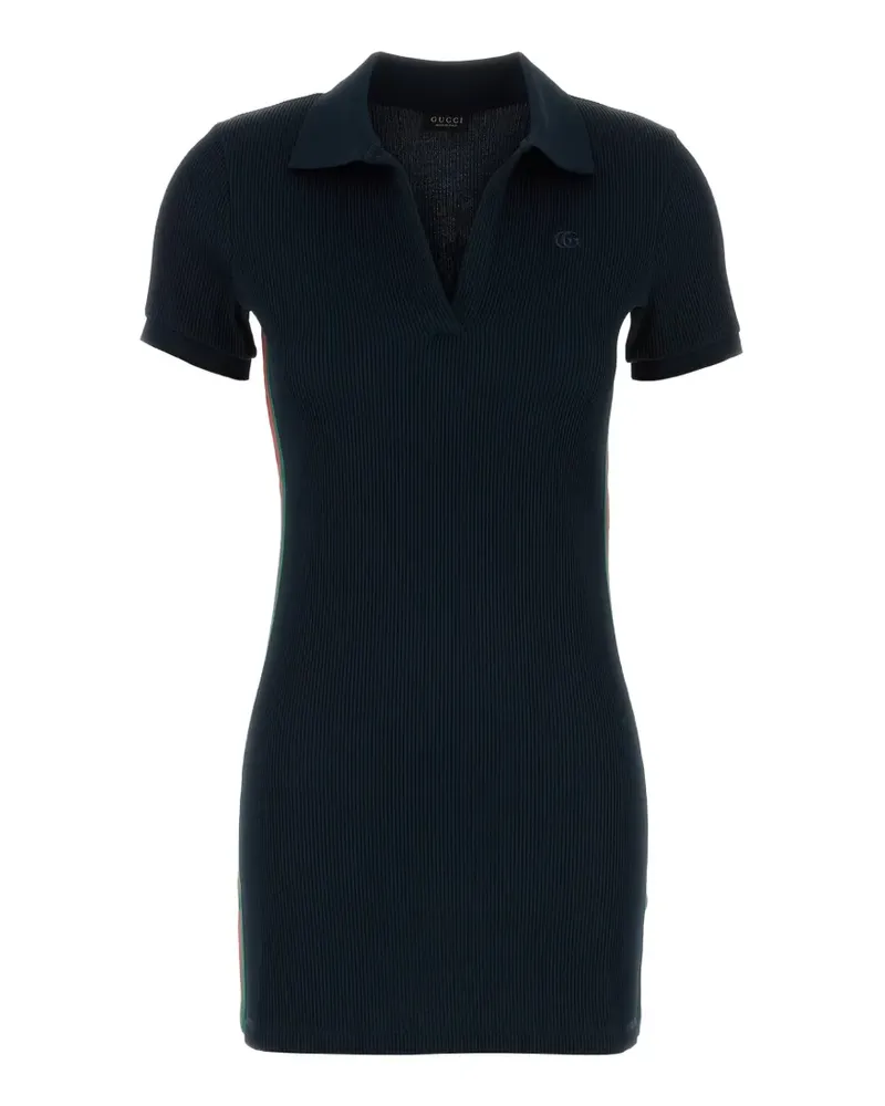 Gucci rib cotton-jersey dress with Web - Blau Blau