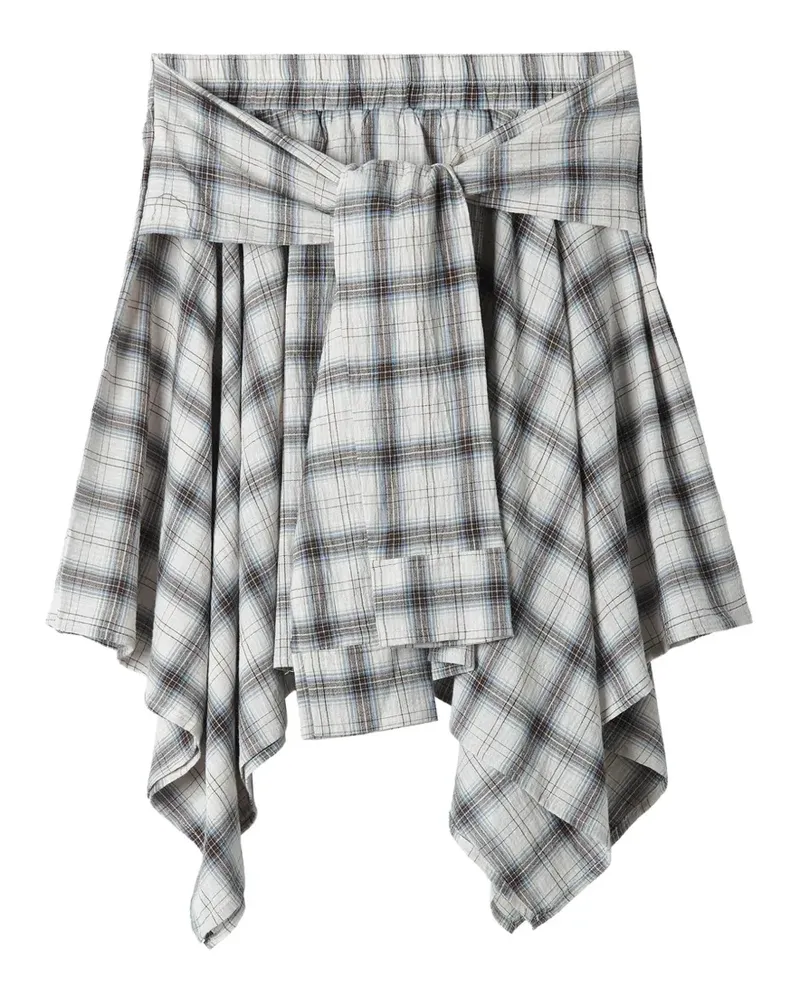 b+ab Asymmetrischer Taillenrock mit Karomuster - Weiß Weiß