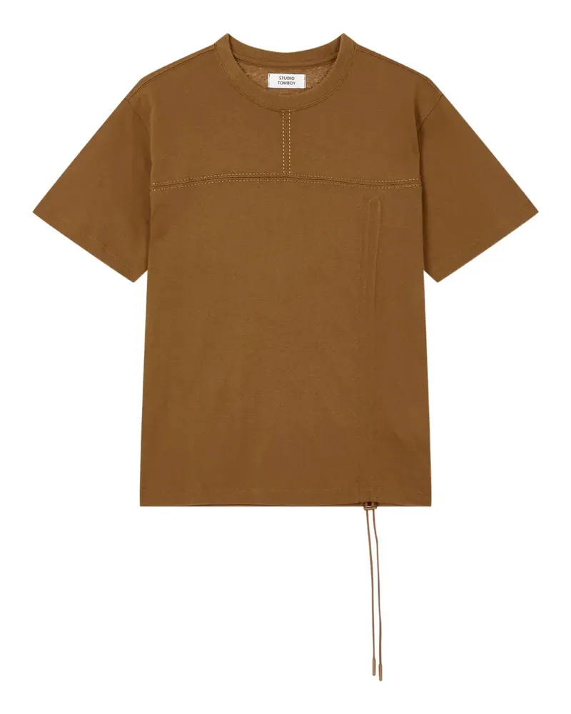 STUDIO TOMBOY T-Shirt mit Kordelzug-Saum - Braun Braun