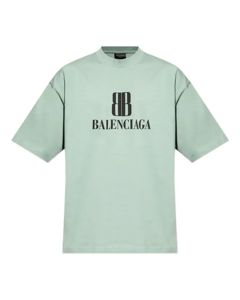 Balenciaga Nano BB T-Shirt mit Logo-Print - Grün Grün