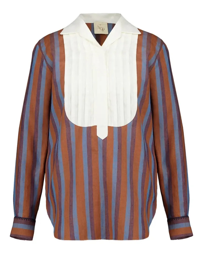 PAULA Gestreifte Bella Bluse mit Latz - Orange Orange