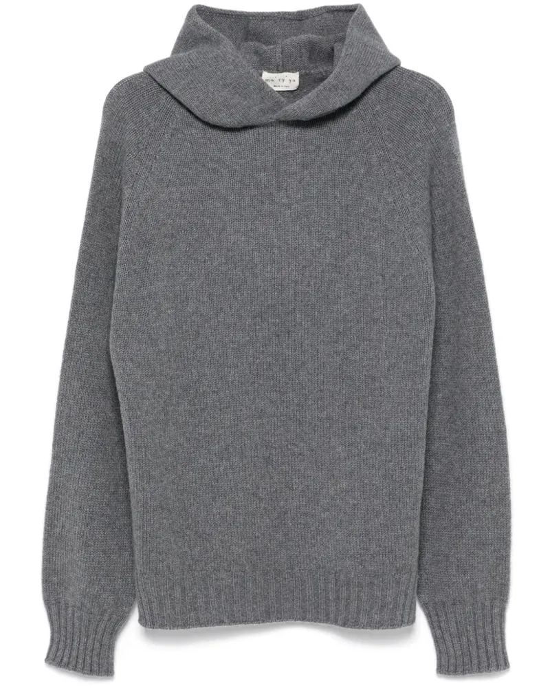 MA'RY'YA Gerippter Hoodie - Grau Grau