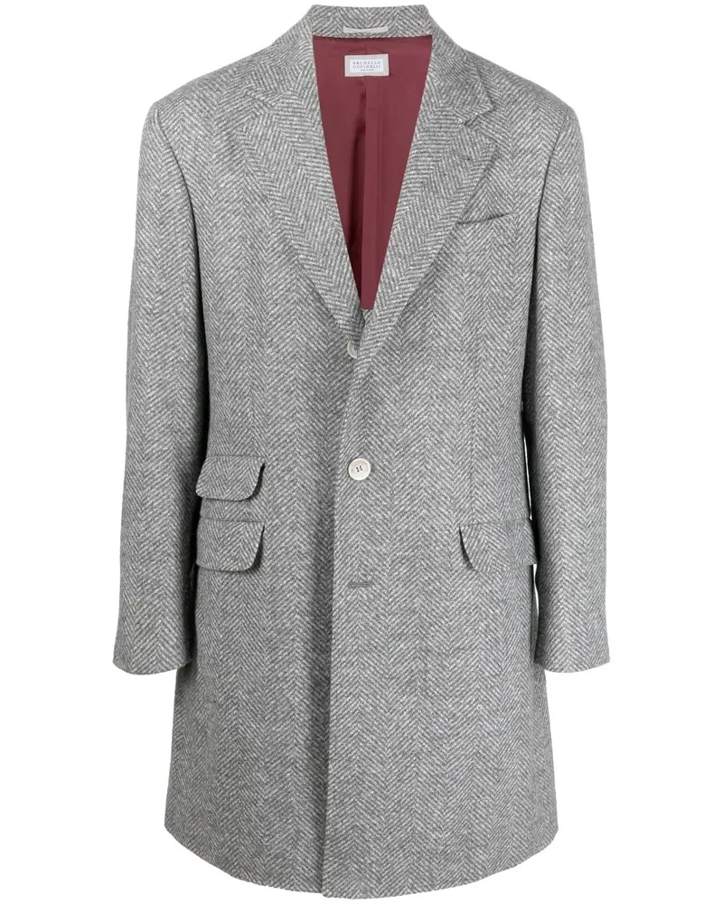 Brunello Cucinelli Mantel mit Fischgrätmuster - Grau Grau