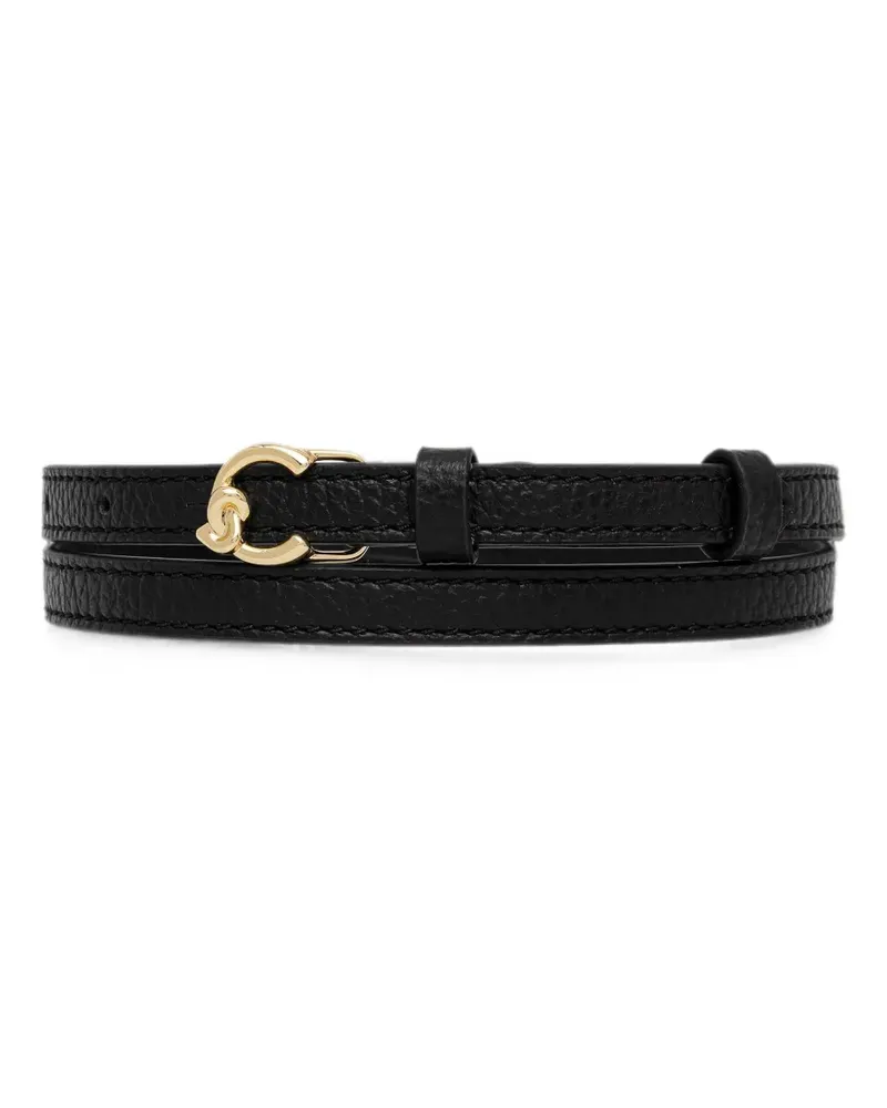 Coccinelle logo-plaque pebbled-calf leather belt - Schwarz Schwarz