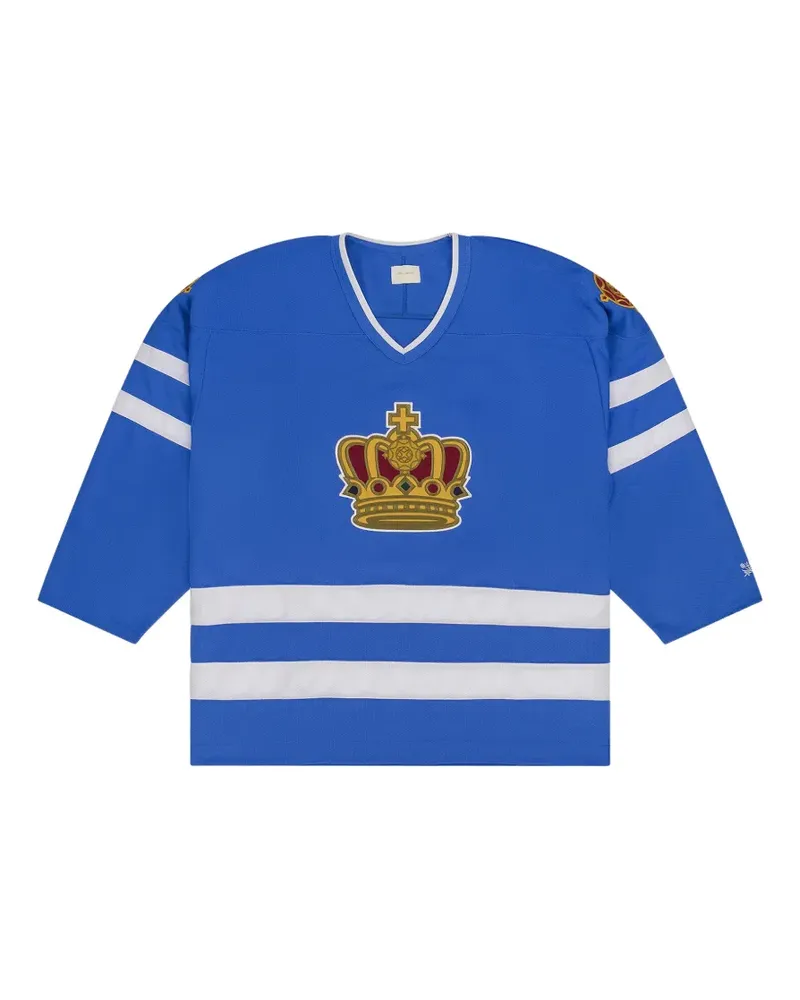Aimé Leon Dore Gestreiftes Hockey-Trikot mit Kronen-Patch - Blau Blau
