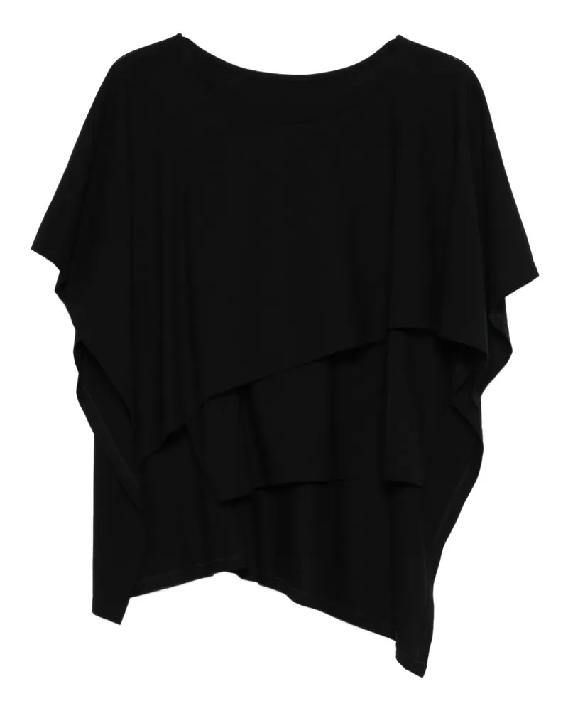 Issey Miyake layered asymmetric top - Schwarz Schwarz