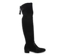 Overknee-Stiefel aus Samt - Schwarz