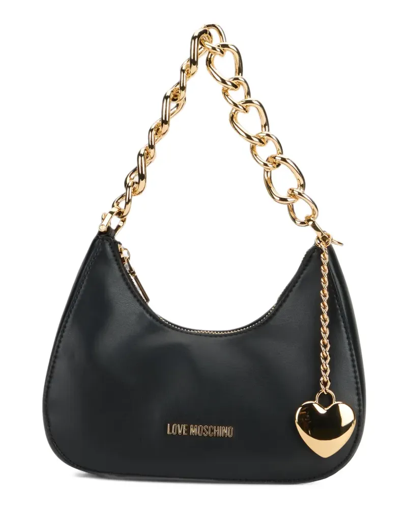 Moschino Schultertasche mit Herzanhänger und Kettenriemen - Schwarz Schwarz