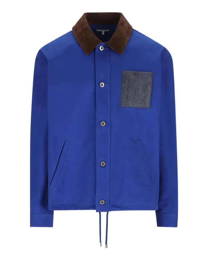 Loewe corduroy-collar Anagram-patch jacket - Blau Blau