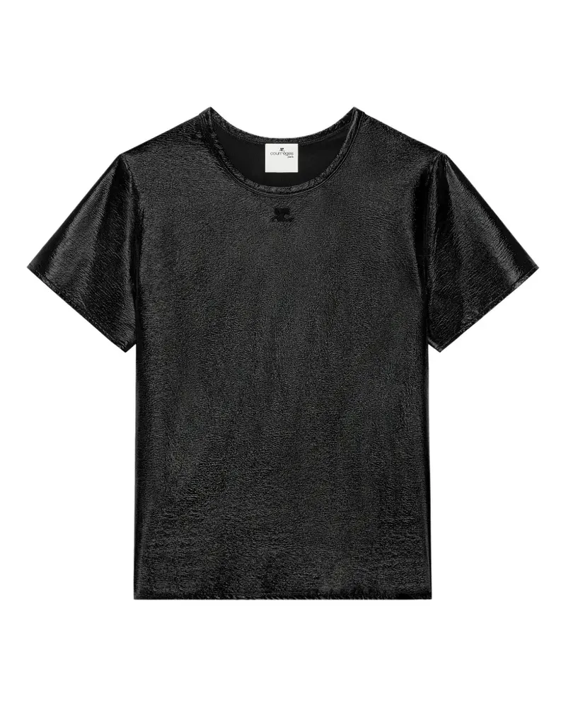 Courrèges T-Shirt mit Logo-Patch - Schwarz Schwarz